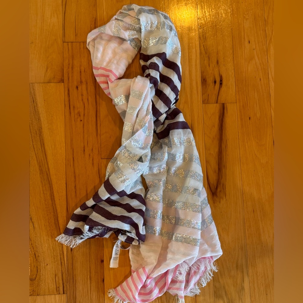 GAP Burgundy and White Striped Scarf
